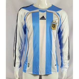 2006 Argentina เสื้อเชิ้ตแขนยาว ลายทีมชาติฟุตบอล 10-MESSI สไตล์เรโทร