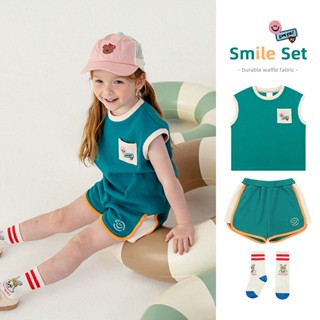 【พร้อมส่ง】「สินค้าลิขสิทธิ์แท้」Iris kids IKT41901-IKS076  smiley set - sock เสื้อผ้าเด็ก เสื้อ กางเกง ชุดเซท ถุงเท้า