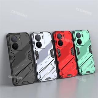 เคสโทรศัพท์มือถือแบบแข็ง กันกระแทก ลายเกราะ 3D พร้อมขาตั้ง สําหรับ IQOO Z9 Z9x Z7 5G Z7x Z7 7Z 11 5G 4G 5G