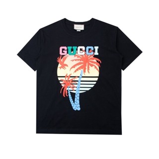 เสื้อเชิ้ตแขนสั้น เสื้อยืดแขนสั้น เสื้อยืดผ้านิ่ม DIYGucci/gucci ใหม่