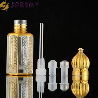 JEROMY Dropper Bottles Gold 3/6/12ML Crystal Wedding Decoration Empty Sample Vial Transparent Glass Cosmetic Container Perfume Bottles