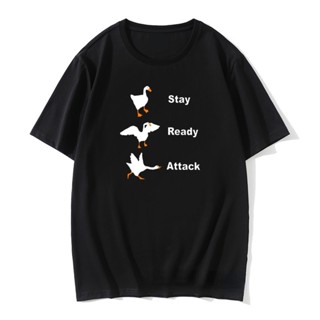 เสื้อยืด พิมพ์ลายกราฟิกการ์ตูน Attack Goose สไตล์ฮาราจูกุ แนวสตรีท สําหรับเด็กผู้ชาย และเด็กผู้หญิง