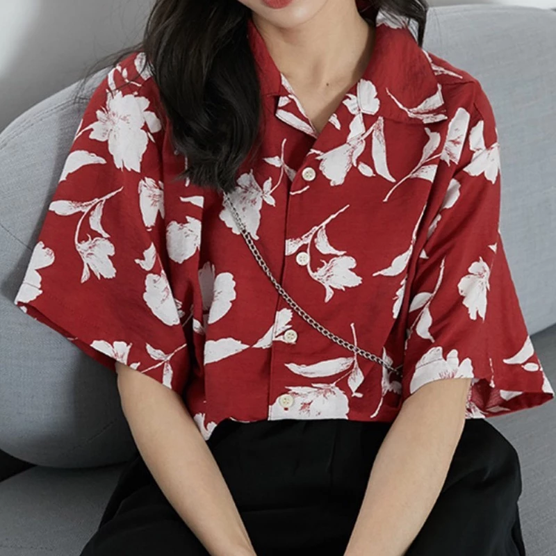 เสื้อเชิ้ตแขนสั้น ลายดอกวินเทจ ผ้าไหมอิตาลี สงกรานต์ผู้หญิง thumbnail 8