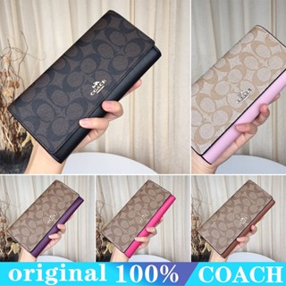 Coach 53763 Ladies Wallet/Leather Printed Ladies Card Bag/Long Zipper Handhack Coin Bag/Flover