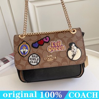 COACH cc152 Disney X กระเป๋าออร์แกนหนังวัวโซ่พลิก/กระเป๋าสะพาย/กระเป๋าหญิง