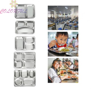 【COLORFUL】Stainless Steel Food Grade Divided Plates Kids Lunch Containers Snack Plate Meal