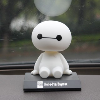 ตุ๊กตาหุ่นยนต์พลาสติก Baymax หัวเขย่า เครื่องประดับตกแต่งภายในรถยนต์ ขนาดใหญ่ สีขาว