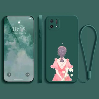 เคส Oppo A16K เคส สาวสวย การ์ตูน ซิลิโคนเหลว เคสโทรศัพท์ เคสนิ่ม + สายคล้องโทรศัพท์มือถือ