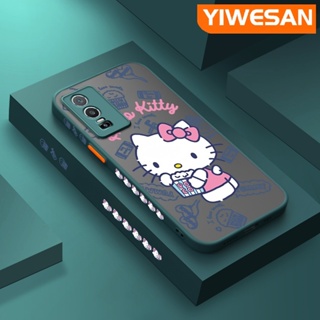 เคสซิลิโคนนิ่ม แบบใส ขอบสี่เหลี่ยม กันกระแทก ลาย Hello Kitty สําหรับ VIVO Y76 5G Y76s Y74s 5G