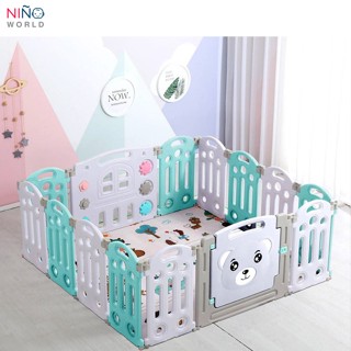 Sanook&amp;Toys-NINO WORLD คอกกั้นเด็ก CW-007 W149×L156×H64CM สีขาว-เขียว ร้านอยู่ในไทย