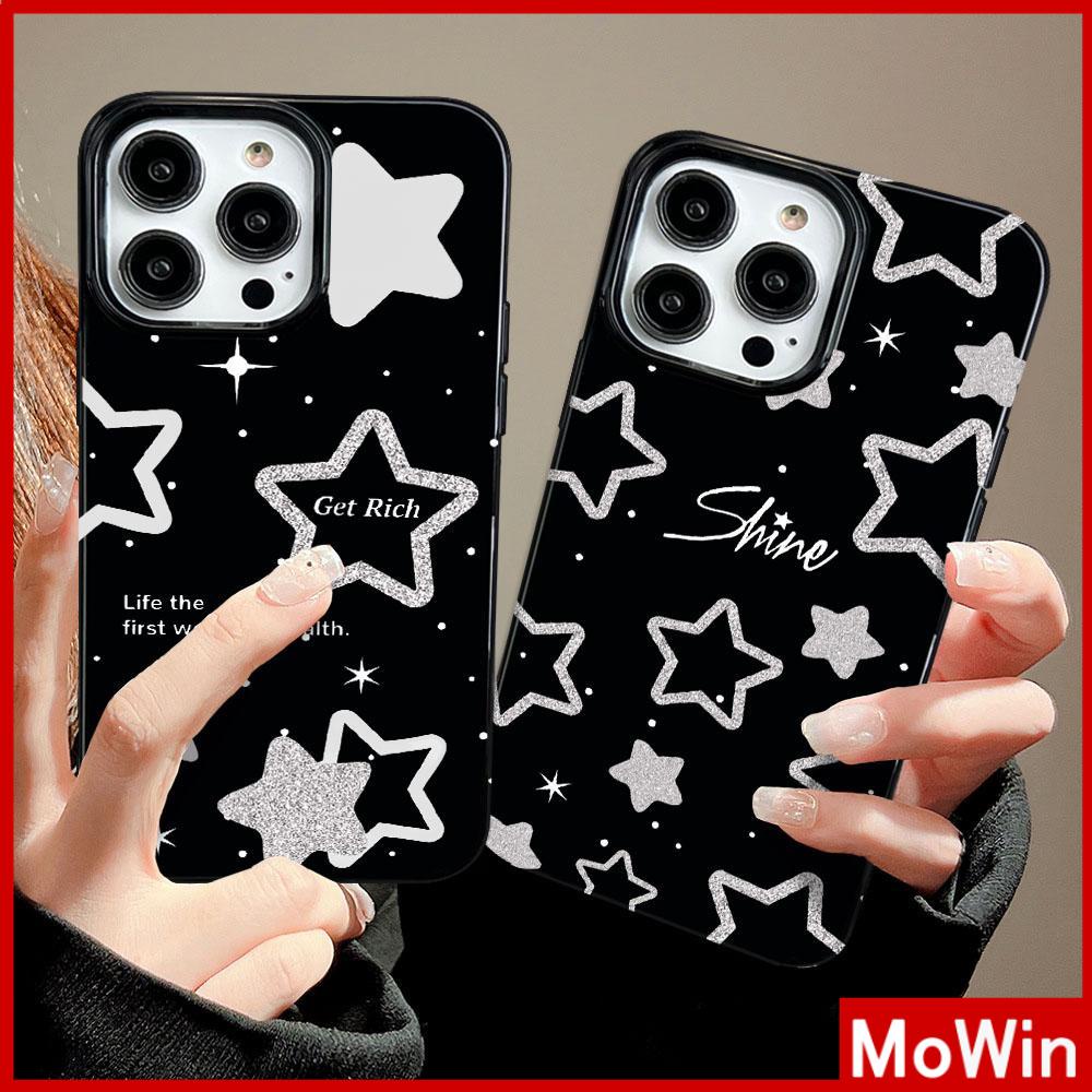 Mowin - เข้ากันได้สำหรับ 15 เคสไอโฟน11 เคส iphone 11 สำหรับ 14 Pro Max เคส iPhone สีดำเงา TPU เคสนิ่มกันกระแทกป้องกันกล้องน่ารักการ์ตูนดาวเข้ากันได้กับ iPhone 13 Pro max 12 Pro Max 11 xr xs max 7Plus 8Plus