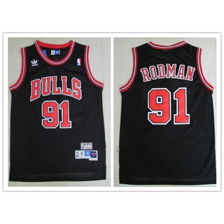 ขายดี nba Chicago Bulls No. เสื้อกีฬาบาสเก็ตบอล 91 Rodman สีดํา 2020 577455