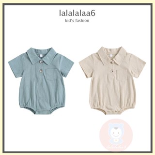 Laa6- ชุดจั๊มสูท แขนสั้น สีพื้น พร้อมกระเป๋าหน้าอก แฟชั่นฤดูร้อน สําหรับเด็ก