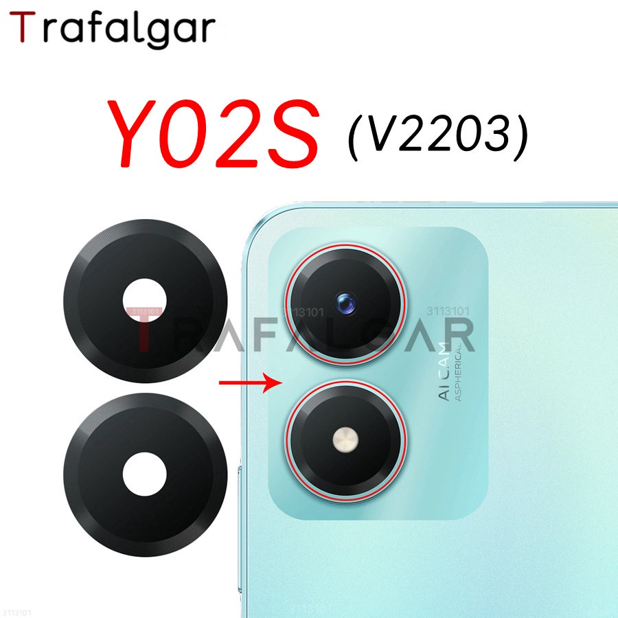 เลนส์กระจกกล้องด้านหลัง แบบเปลี่ยน พร้อมสติกเกอร์กาว สําหรับ vivo Y02S V2203