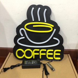 ป้ายไฟ*coffee ถ้วยกาแฟร้อน-หลอดดัด* ป้ายไฟLED ป้ายไฟร้าน ป้ายไฟตกแต่งร้าน ป้ายไฟวิ่ง ป้ายไฟสำเร็จรูป (LW-00009)