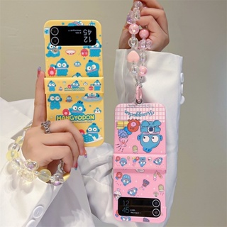 3in1 เคสโทรศัพท์มือถือ PC แข็ง กันกระแทก ลายการ์ตูนน่ารัก พร้อมสายโซ่คล้อง สีแคนดี้ สําหรับ Samsung Galaxy Z Flip 4 5G Z Flip 3