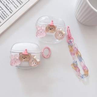 เคสหูฟัง ซิลิโคนนิ่ม แบบใส ลายการ์ตูนน่ารัก พร้อมสายโซ่คล้อง สําหรับ Sony LinkBuds S WF-L900 WF-1000XM4 XM3 freebuds pro