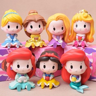 Disney Princesses Q Posket ตุ๊กตาฟิกเกอร์ PVC รูปนางเงือก Ariel Cinderella Snow White 6 ชิ้น ต่อชุด