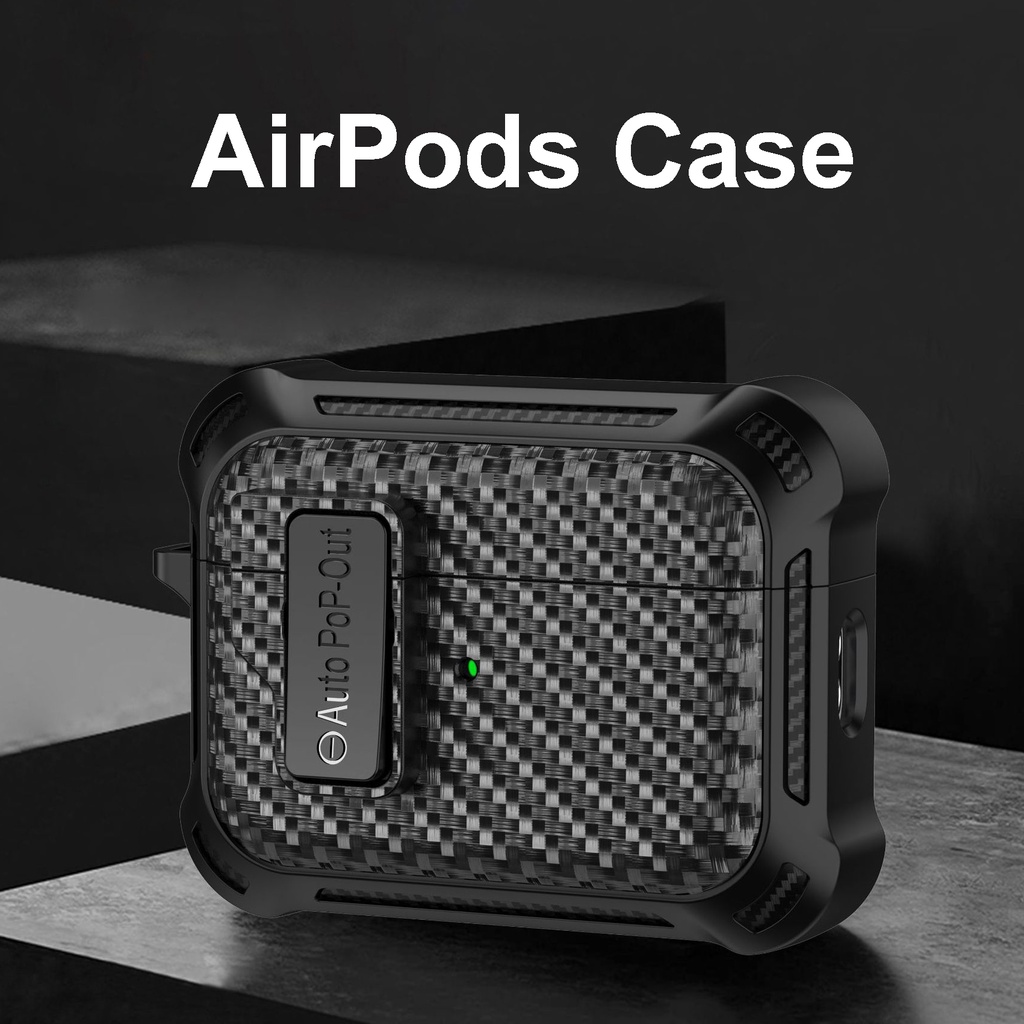 Mango กรณีปลอกสําหรับ AirPods 1 2 3 4 Pro 2 กรณีปลอก Gen 2 3 4 2nd 3rd 4th สองชั้นกันกระแทกล็อคที่ปลอดภัยคาร์บอนไฟเบอร์รูปแบบ Carabiner