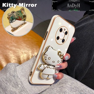 Andyh เคสโทรศัพท์มือถือ แบบกระจก พับได้ ลายการ์ตูน Hello Kitty สําหรับ Huawei Mate 40 Pro