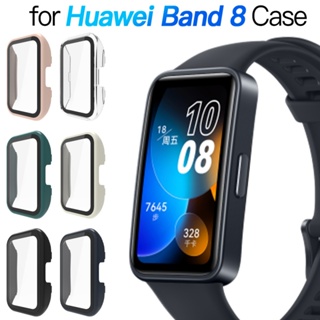 กระจก + เคส สําหรับ Huawei band 8 อุปกรณ์เสริมพีซี ฝาครอบป้องกันกันชน รอบด้าน + ตัวป้องกันหน้าจอ