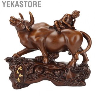 Yekastore Cattle Ornaments Resin Ebony Good Luck Moral Chinese Fengshui Sculpture US