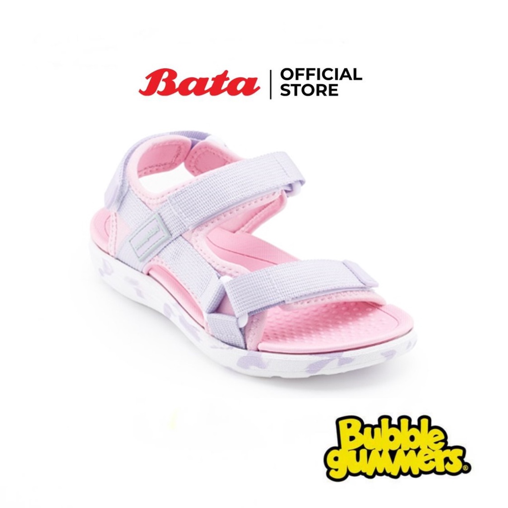 BATA บาจา BUBBLEGUMMERS รองเท้าแตะแบบรัดส้น สวมใส่ง่าย น้ำหนักเบา สำหรับเด็กผู้หญิง รุ่น AVENGERS สีม่วงอ่อน รหัส 3619596
