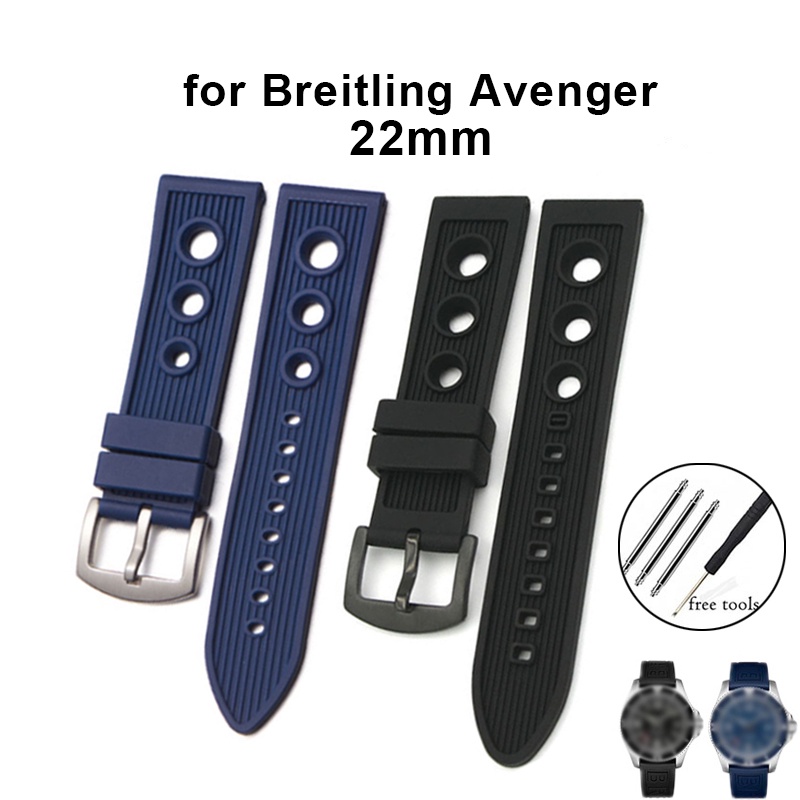 สายนาฬิกาข้อมือซิลิโคน 22 มม. กันน้ํา ระบายอากาศ แบบเปลี่ยน สําหรับ Breitling Avenger