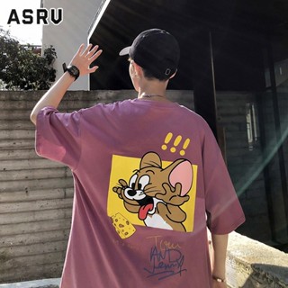 ASRV เสื้อยืดแขนสั้นผู้ชายสไตล์ยุโรปและอเมริกาสไตล์เกาหลีแนวฮิปฮอปยอดนิยมอินเทรนด์