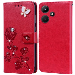 เคสโทรศัพท์มือถือหนัง ซิลิโคน ลายนูน รูปดอกกุหลาบ สําหรับ Infinix Hot 30i 30 Free Fire X6831 X669C X669D