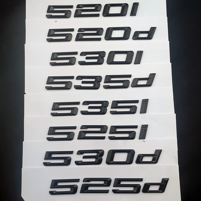 ตัวอักษรสีดําสําหรับรถยนต์ BMW 520i 520d 525i 525d 530i 530d 535i 535d โลโก้ E60 E39 E34 F10 Xdrive Trunk สติกเกอร์สัญลักษณ์อุปกรณ์เสริม