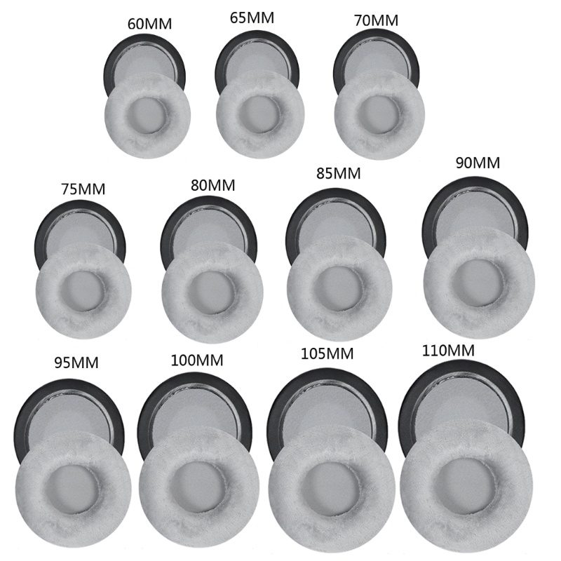 Hai แผ่นฟองน้ํารองหูฟัง ผ้ากํามะหยี่ แบบนิ่ม ขนาด 60 มม. 65 มม. 70 มม. 75 มม. 80 มม. 85 มม. 90 มม. 95 100 มม. 105 มม. 110 มม. แบบเปลี่ยน 1 คู่
