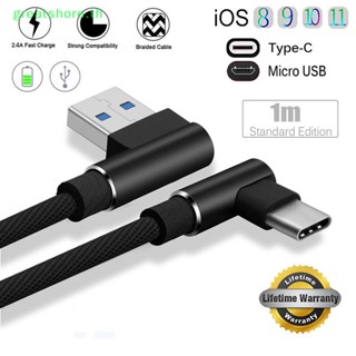 Greatshore สายชาร์จ Type C IOS Micro USB แบบถัก มุมขวา 90 องศา