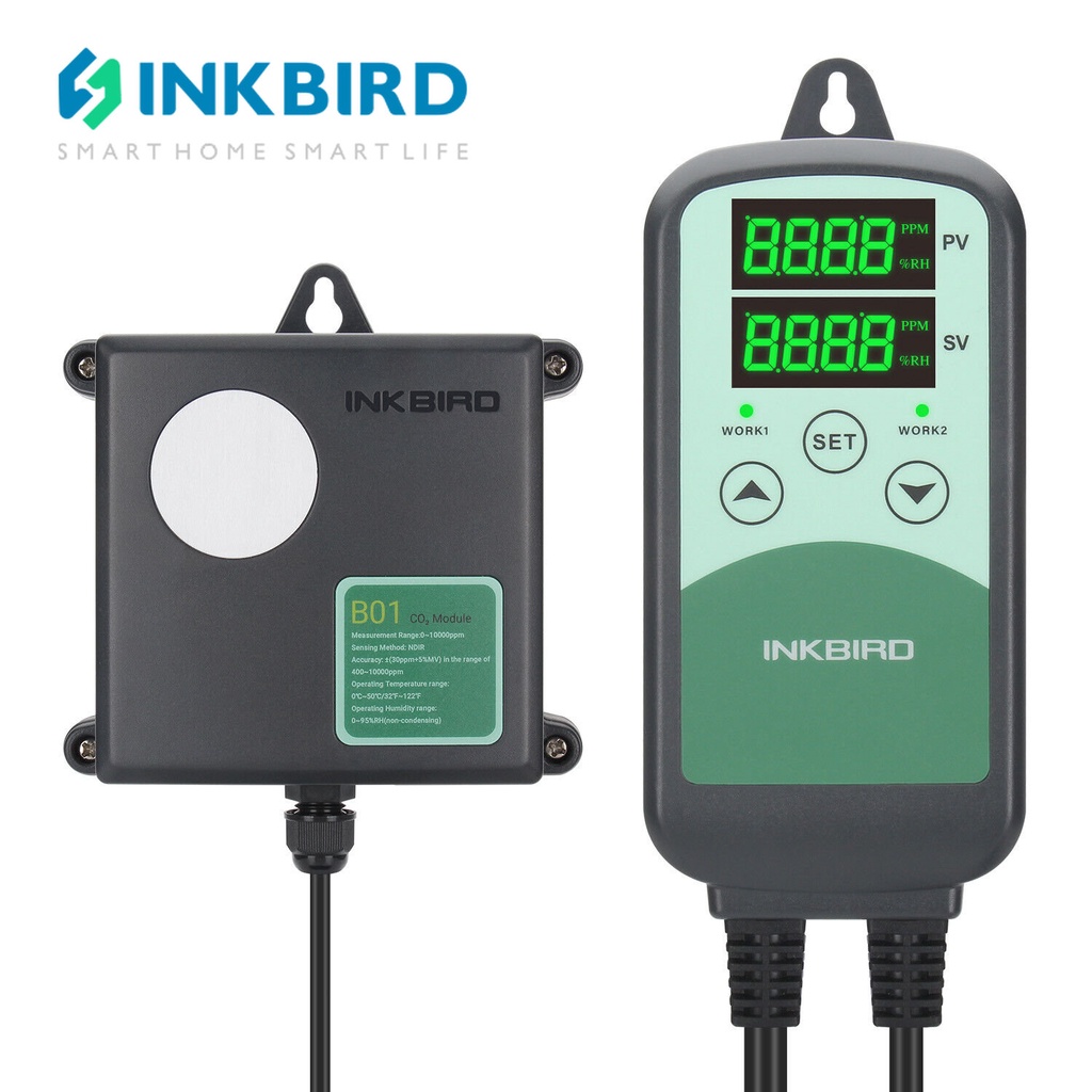 Inkbird ICC500T Co2 เครื่องวัดและควบคุมก๊าซคาร์บอนไดออกไซด์ Monitor & Controller ควบคุมการเปิด-ปิด อัตโนมัติ เครื่องวัดและควบคุมก๊าซคาร์บอนสำหรับห้องปลูก