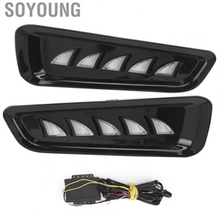 Soyoung 1 Pair DC 12V Car Daytime Running Light  Amber Signal Fog 3-Color Flow Lamp For Ford F150 Raptor 2018‑2019