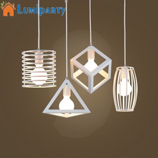 Lumiparty โคมไฟเหล็ก ทรงเรขาคณิต สีขาว สําหรับร้านอาหาร E27 110-220V (ไม่มีหลอดไฟ)