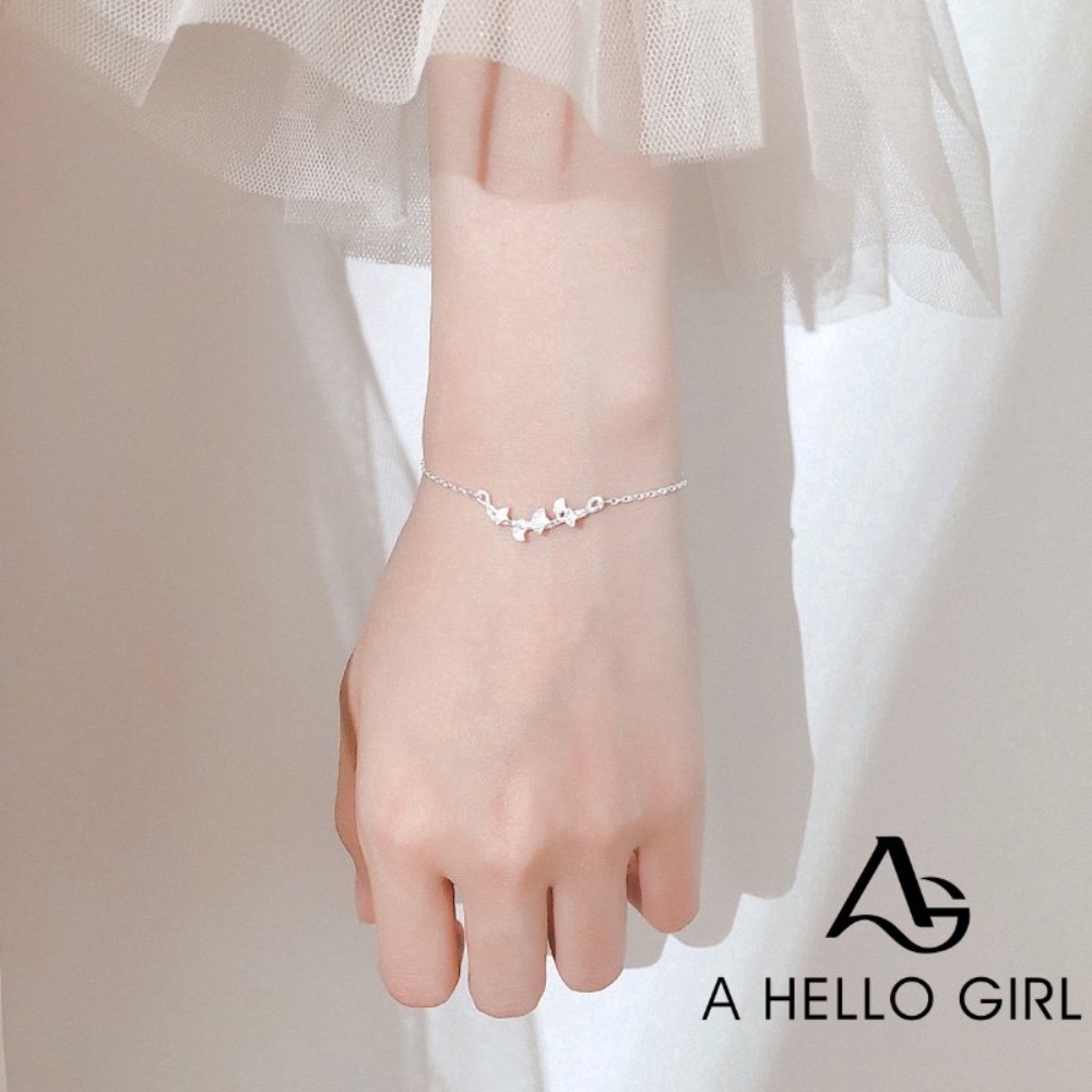 A HELLO GIRL สร้อยข้อมือ จี้ใบแปะก๊วย สีเงิน เครื่องประดับ แฟชั่นสําหรับผู้หญิง