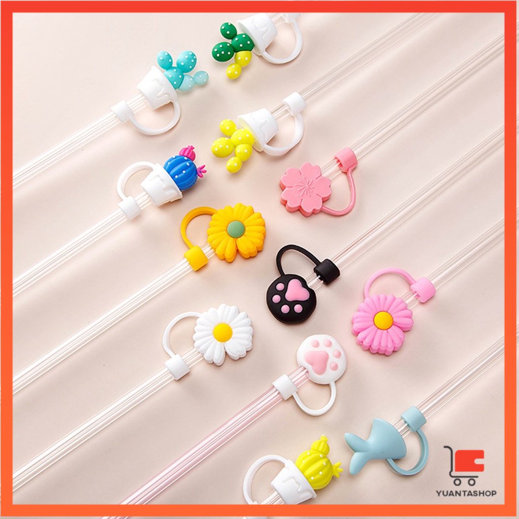 จุกปิดปลายแก้วน้ํา แบบซิลิโคน ลายการ์ตูน ใช้ซ้ําได้ หลอดแก้ว Straw dust cover ราคา ถูกที่สุด ดีลบีเคเค แกลเลอรีภาพที่ 3