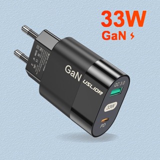 Gan อะแดปเตอร์ชาร์จโทรศัพท์มือถือ 65W Max PD 33W + QC 33W USB + Type-C ชาร์จไว EU US UK สําหรับคอมพิวเตอร์