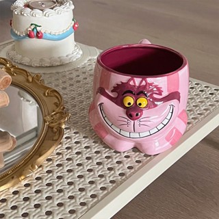 🍨สีชมพูแมวเซรามิกส์ถ้วยน้ำ การ์ตูนถ้วยกาแฟ น่ารักมาก