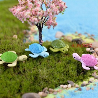 ALISONDZ 4Pieces Miniatures DIY Fairy Garden Micro Landscape Moss Cartoon Mini Statue Tortoise Home Decoration Bonsai Decor/Multicolor