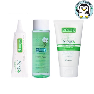 SMOOTH E ACNE SOLUTION SET - (ACNE HYDROGEL 7G.,TONER  150 มล., ACNE EXTRA SENSITIVE CLEANSING GEL 4 Oz)[HT]