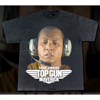 เสื้อยืดพิมพ์ลายเสื้อยืดผ้าฝ้าย TOP GUN TENG  Bootleg T-Shirt