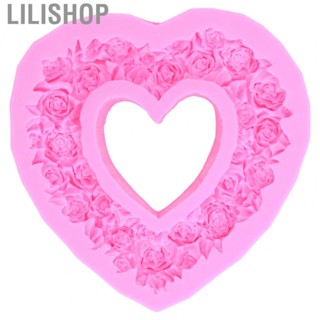 Lilishop Silicone Rose Cake Mold Heart Wreath Shape 3D Rose Baking Mold For Wedding DE
