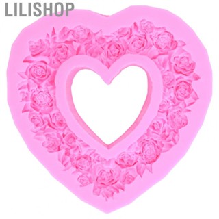 Lilishop Silicone Rose Cake Mold Heart Wreath Shape 3D Rose Baking Mold For Wedding DE