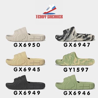 sandals Adidas Originals Adilette 22 black green beige black ash light yellow pure green รองเท้าแตะ