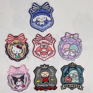 Sanrio Kitty Melody TwinStar Kuromi Hangyodon Cinnamoroll Sew Iron On Embroidery Patch 230980