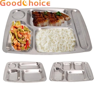 【Good】Stainless Steel Divided Dinner Tray Kid Lunch Container Foods Snack Plate Meal【Ready Stock】