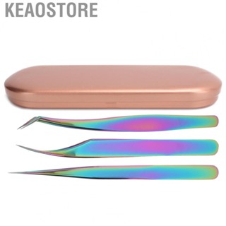 Keaostore 3pcs Colorful Nail Art Tweezers Set Portable Stainless Steel -Static