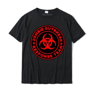 เสื้อยืดลําลอง ผ้าฝ้าย แขนสั้น มีฮู้ด พิมพ์ลาย Zombie Outbreak สําหรับผู้ชาย